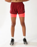 Noxen DryFlow™ + CoolGlide™ Liner Running Shorts - Maroon & Salmon