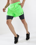 Zephon DryFlow™ + CoolGlide™ Liner Running Shorts - Neon Green & Graphite