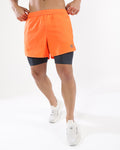 Zephon DryFlow™ + CoolGlide™ Liner Running Shorts - Neon Orange & Graphite
