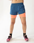 Noxen DryFlow™ + CoolGlide™ Liner Running Shorts - Dark Teal Blue & Peach